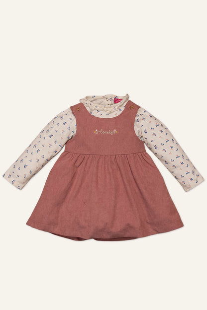Baby Girls Pink Floral Print Dress With Top