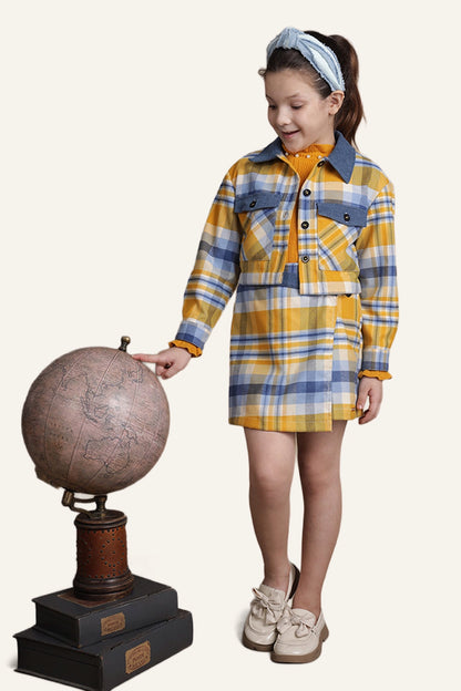 Girls Multicolor Checks Jacket