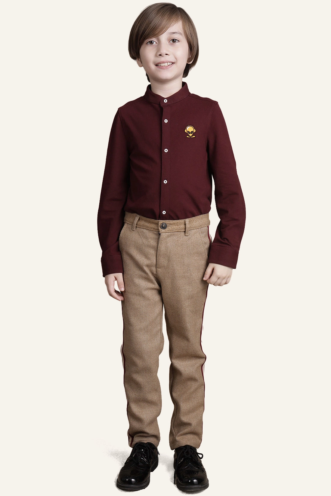 Boys Beige Abstract Trouser