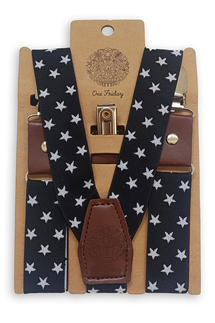 White Star Print Suspender