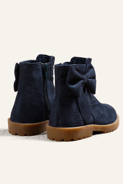 Girls Navy Blue Solid Boots