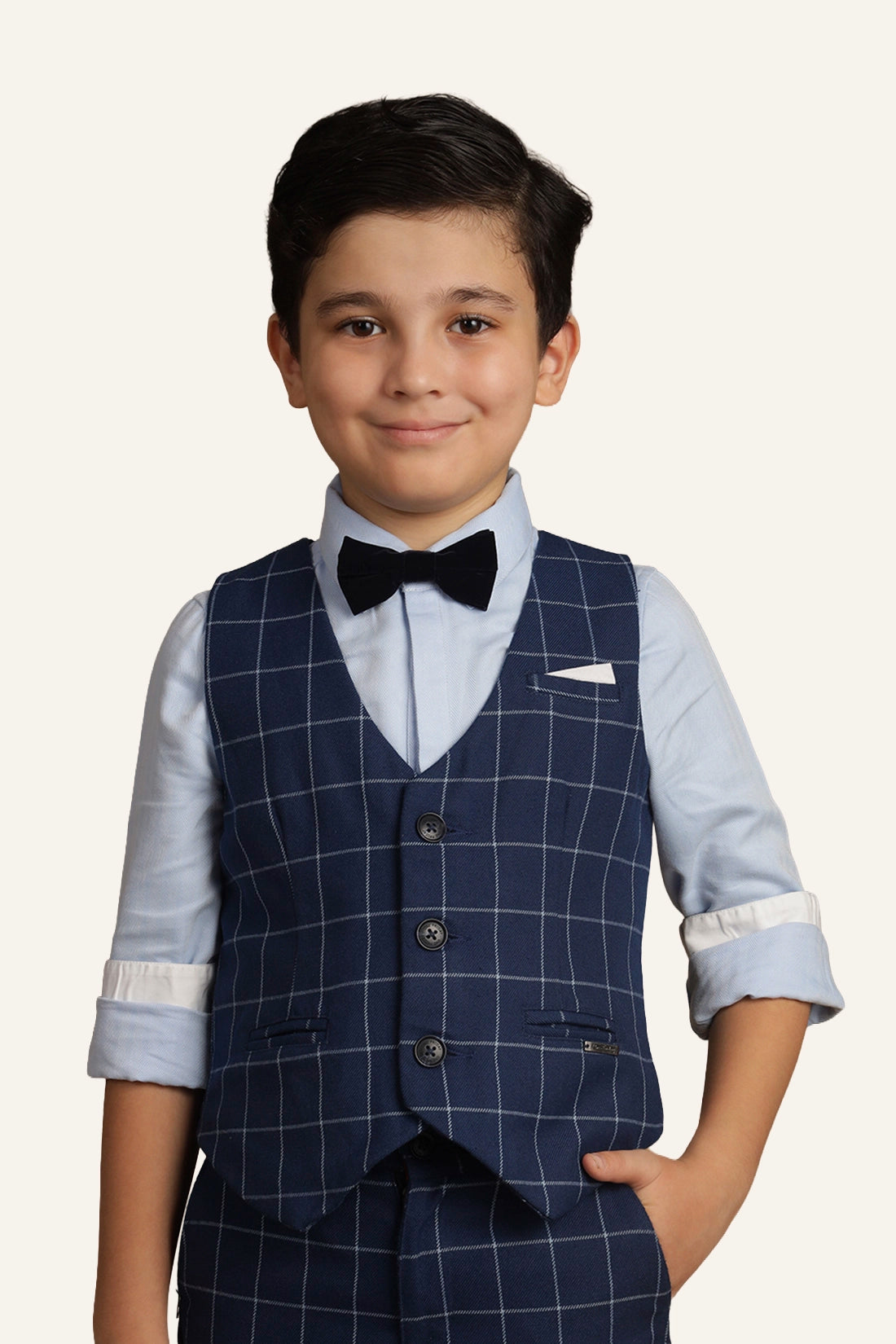 Boys Blue Checks Waist Coat
