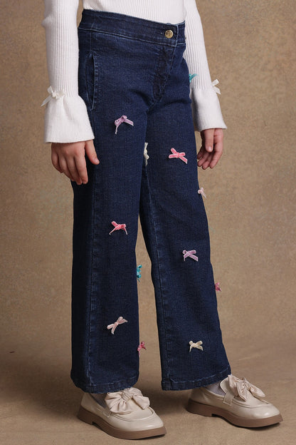 Kids Girls Dark Blue Flared Jeans