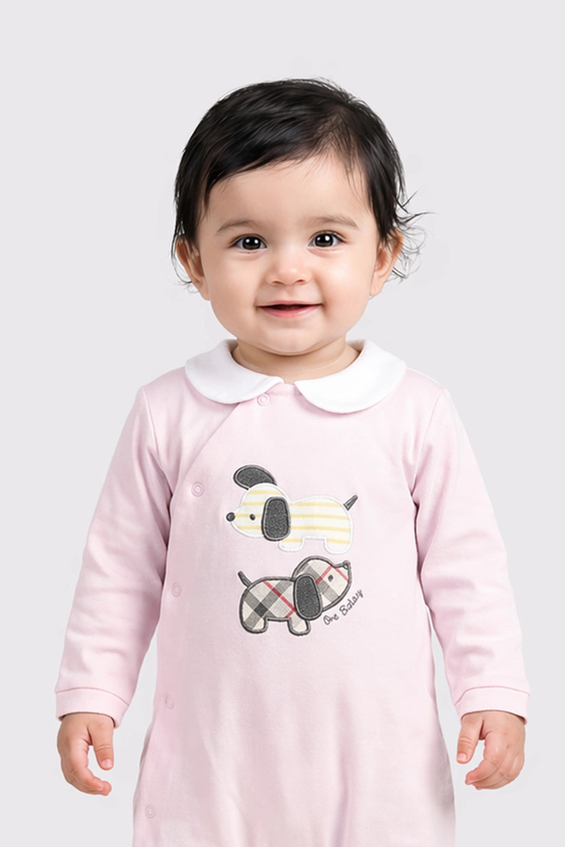 Baby Girls Pink Cotton Romper