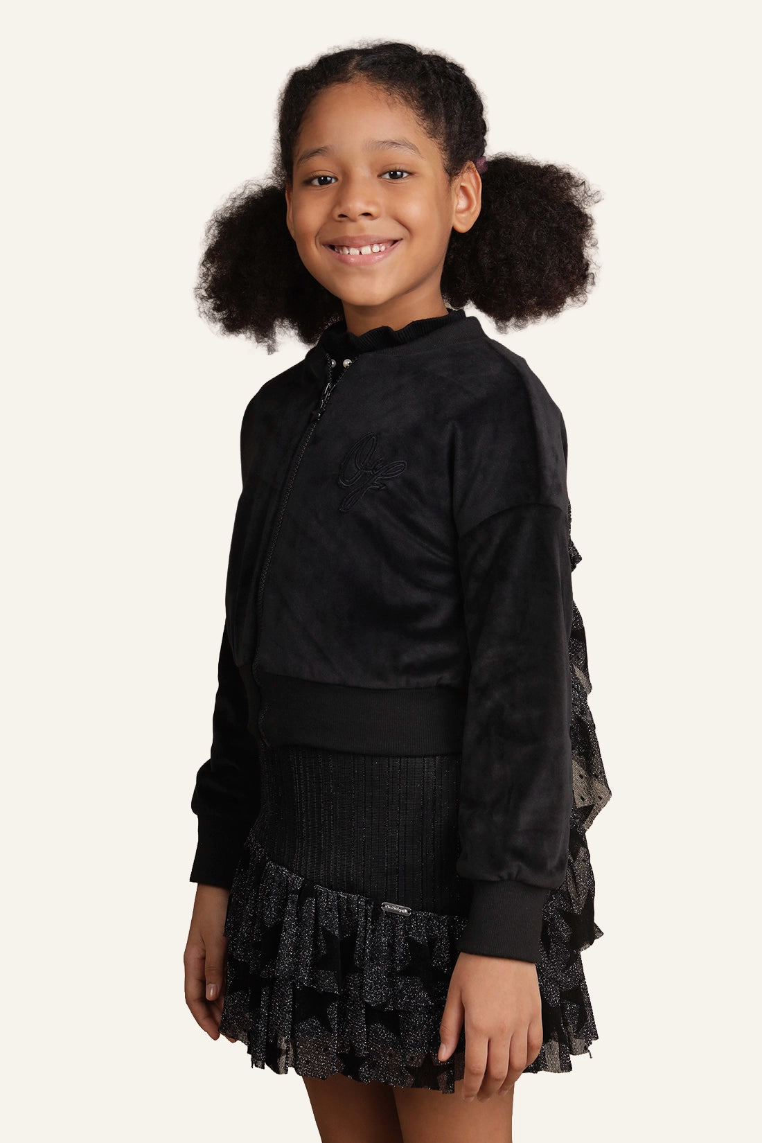 Girls Black Crop Jacket
