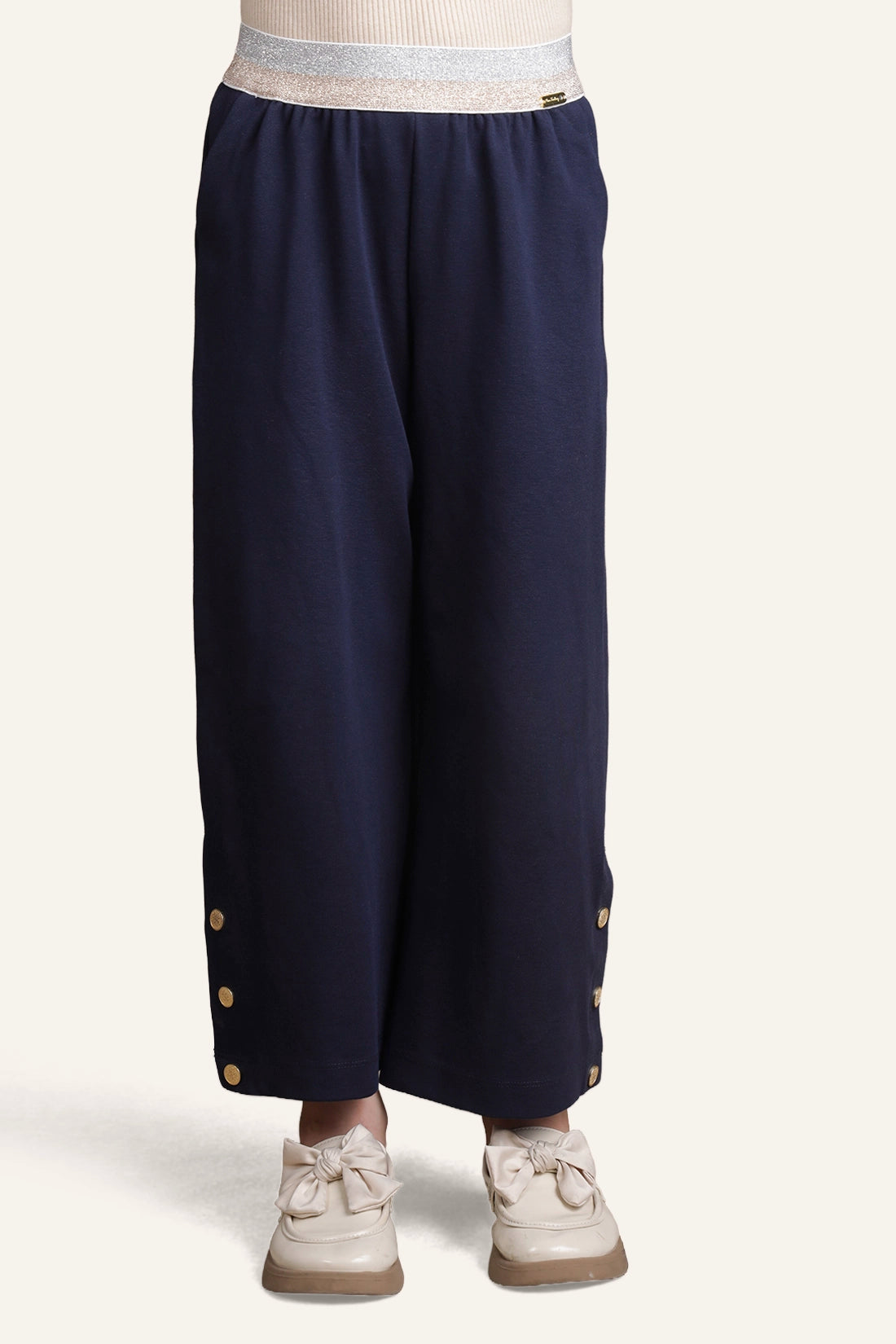 Girls Navy Blue Flared Trouser