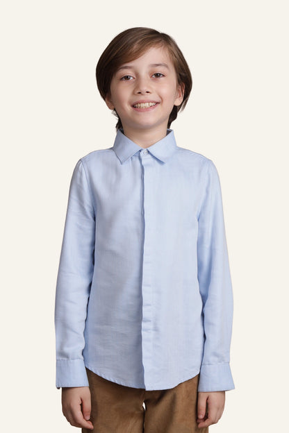 Boys Lite Blue Shirt with Bow