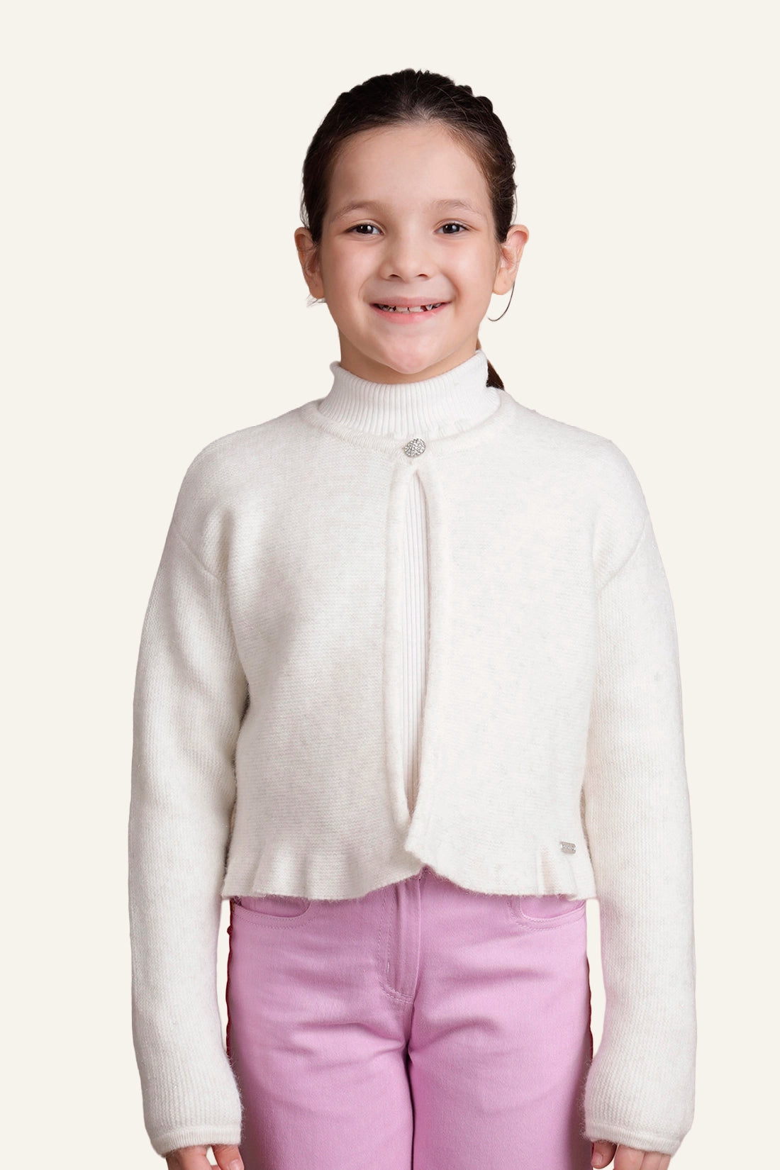 Girls Off White Cardigan