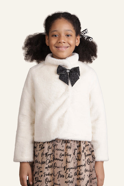 Girls White Fur Jacket