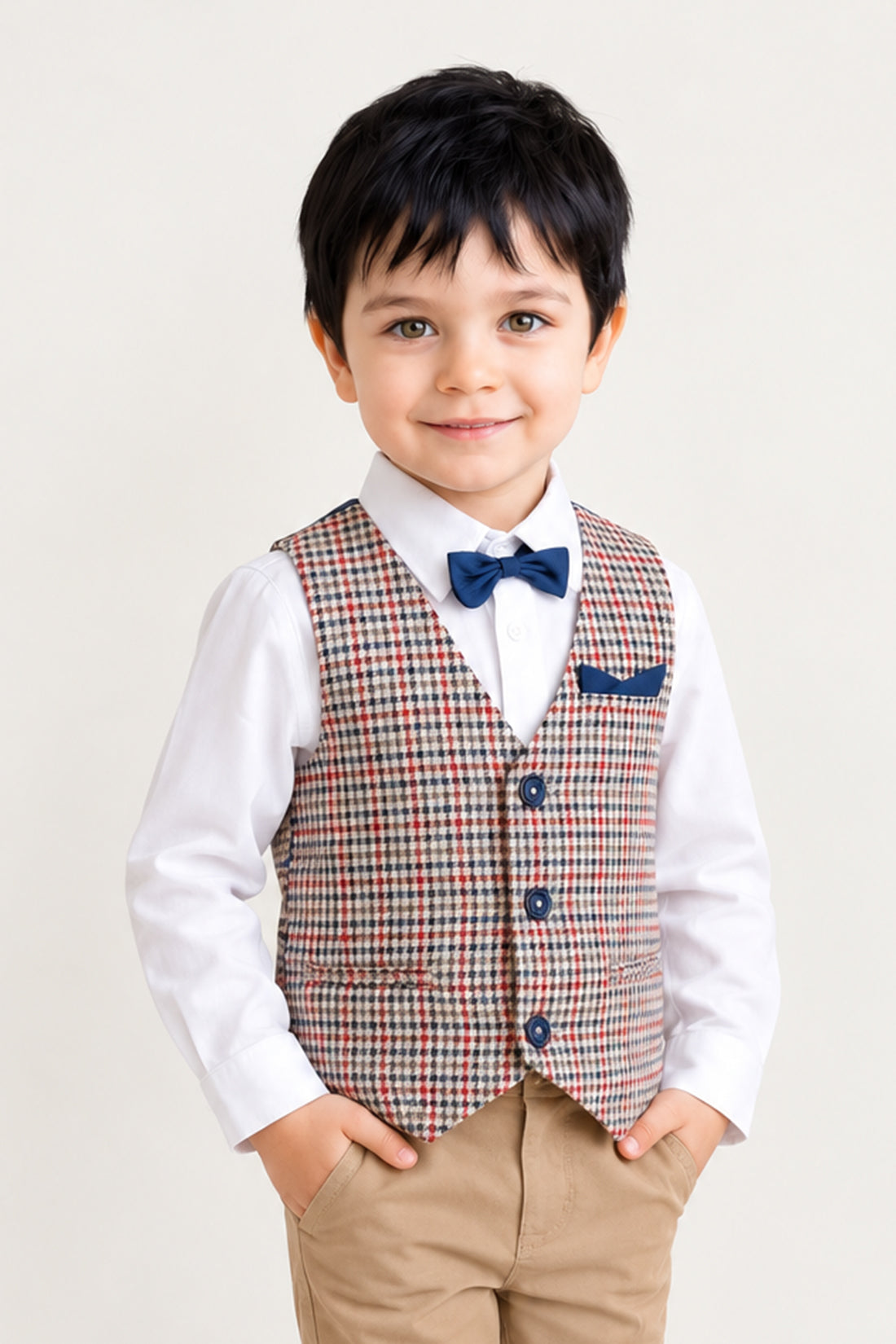 Baby Boys Multicolour Cotton Blend V-Neck Set