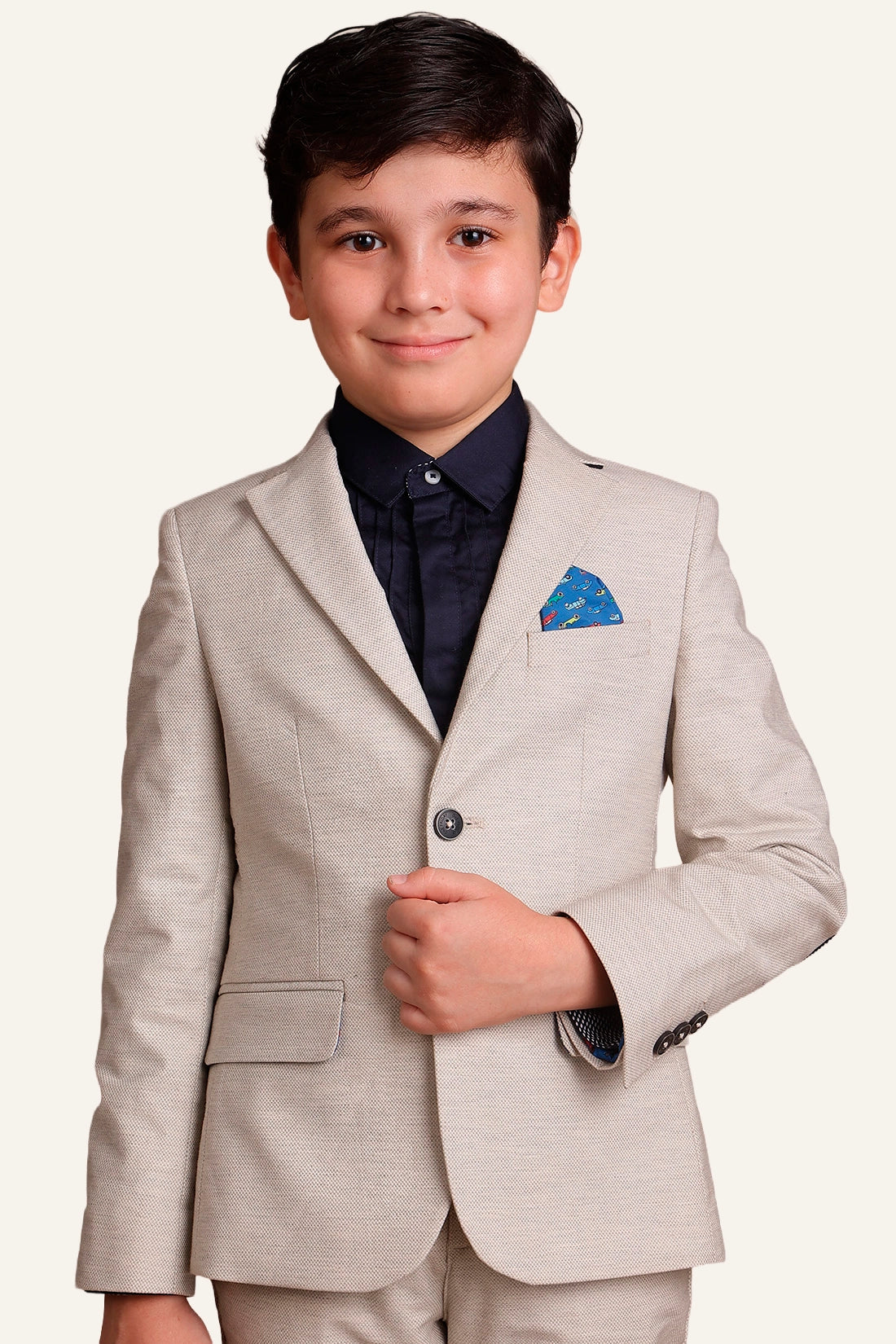 Boys Grey Solid Blazer