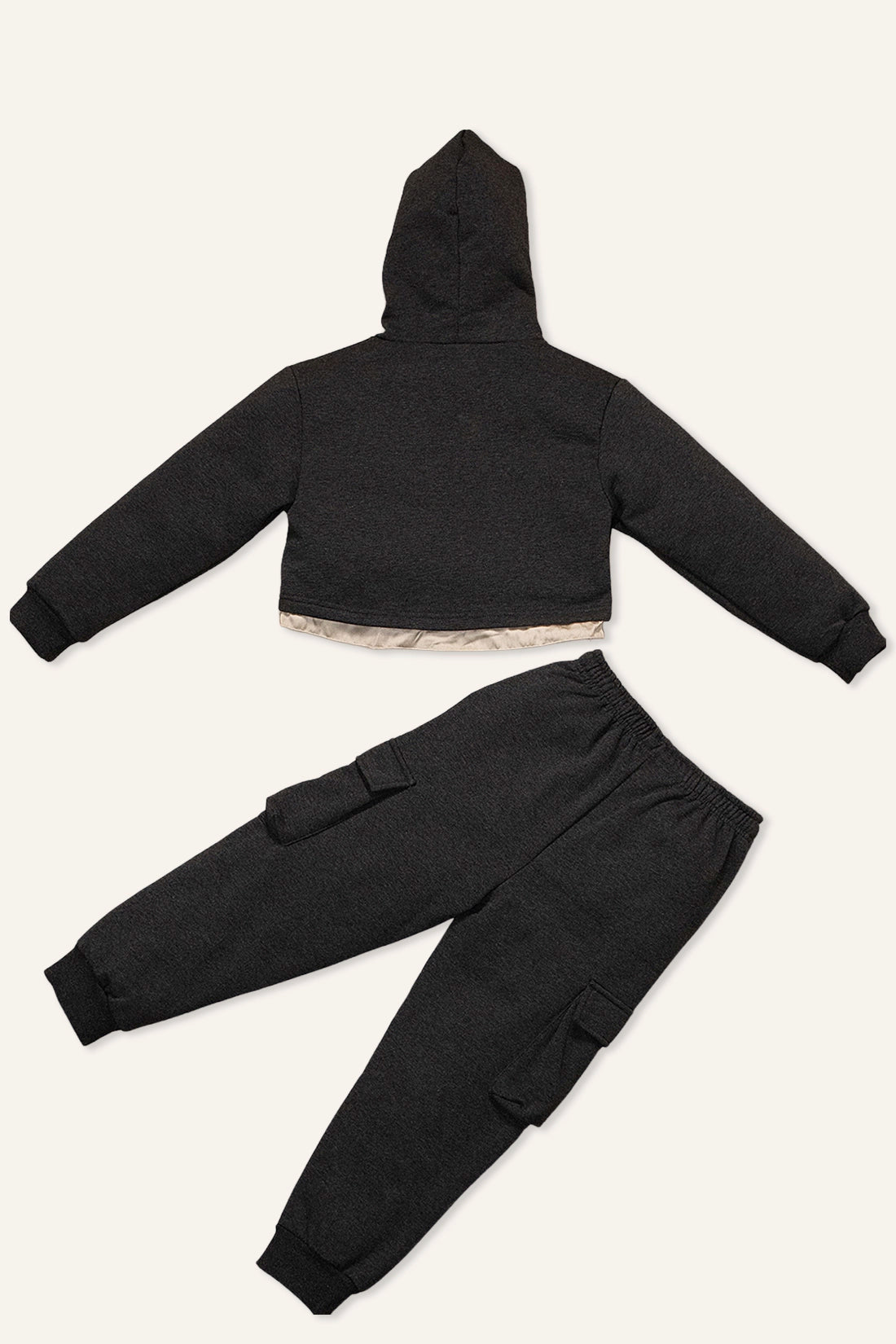 Girls Grey Solid Sweatshirt With Trouser