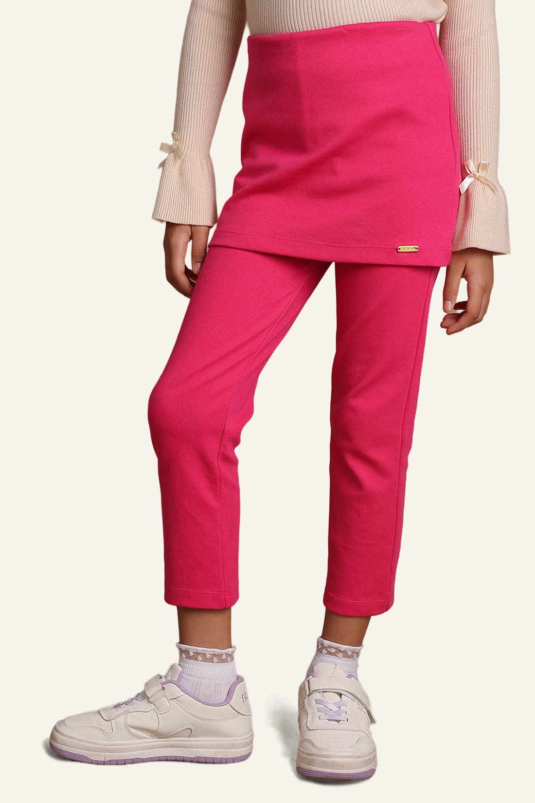 Girls Pink Skirt With attached Jeggings