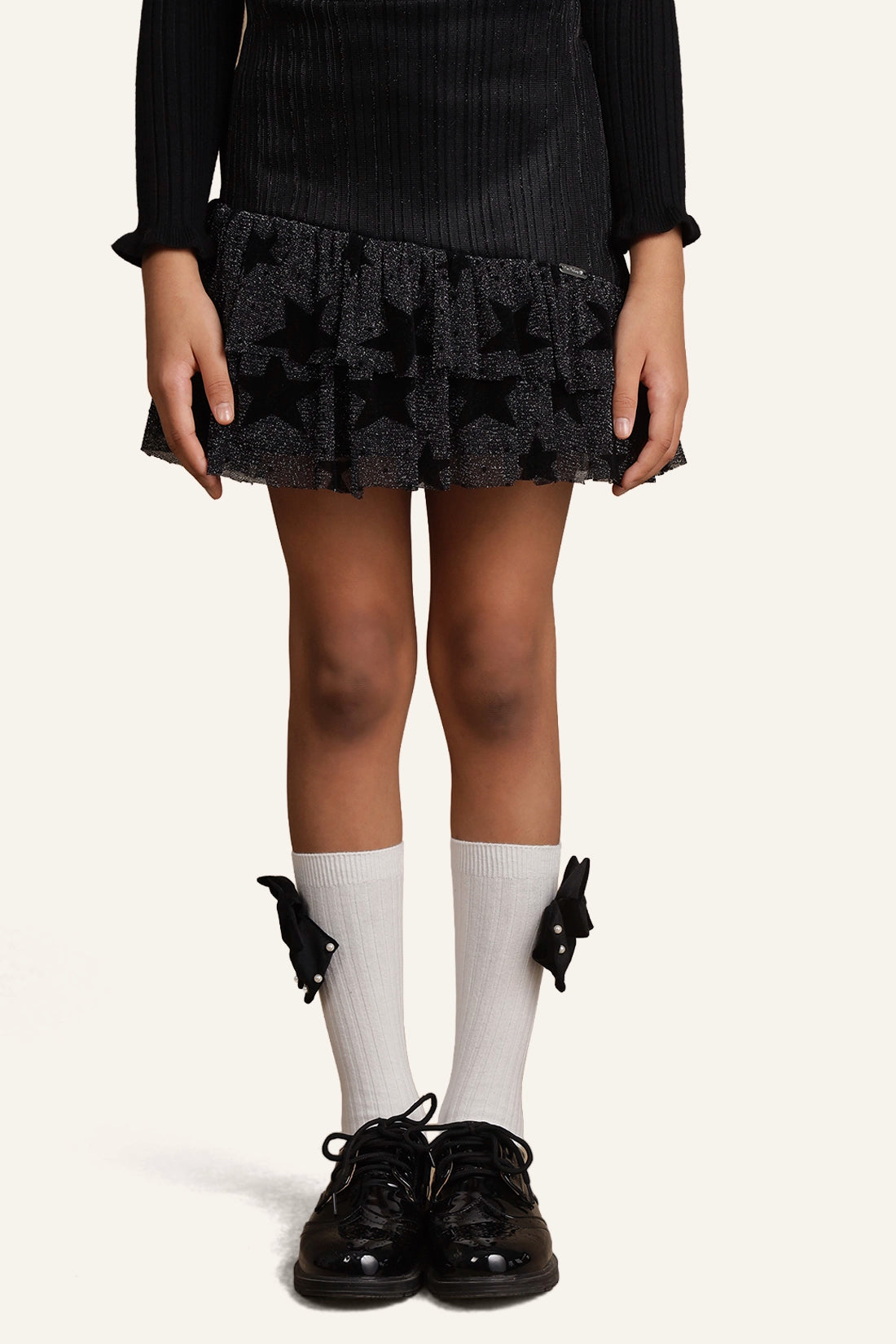 Girls Star Design Black Skirt