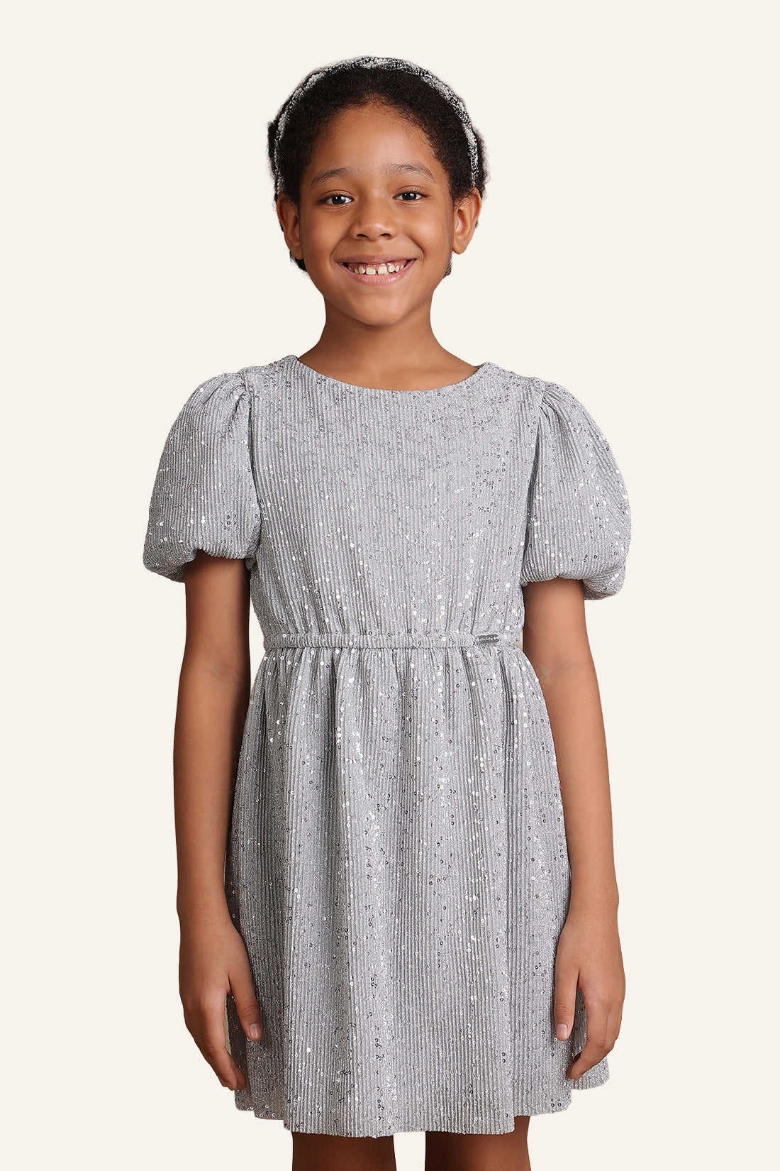 Buy Girls Silver Sequinned Dress