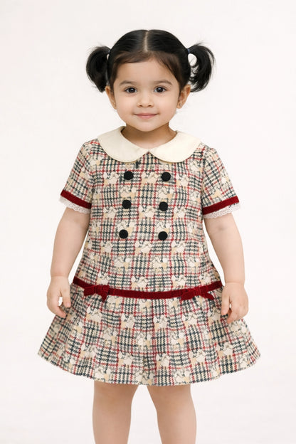 Baby Girls Multi Check Cotton Dress