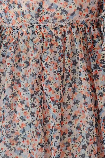 Girls Floral Print Cotton Summer Zip Dress