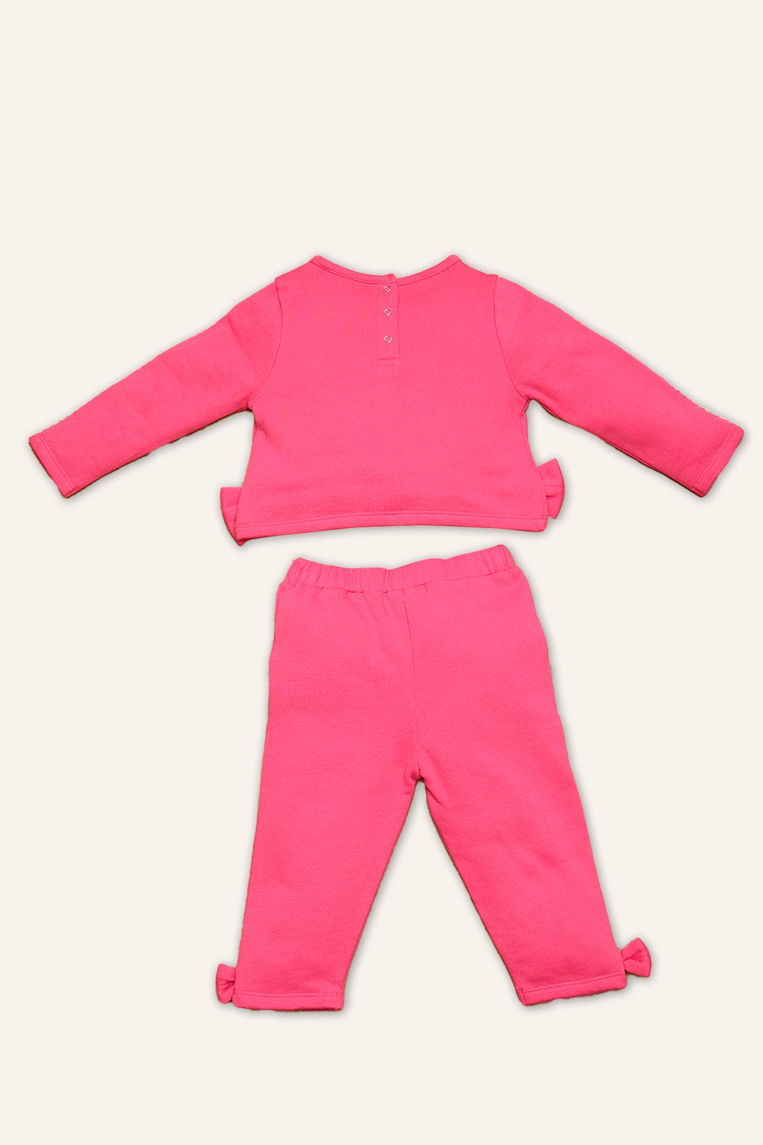 Baby Girls Pink Solid  Sweat Shirt With Track Pant
