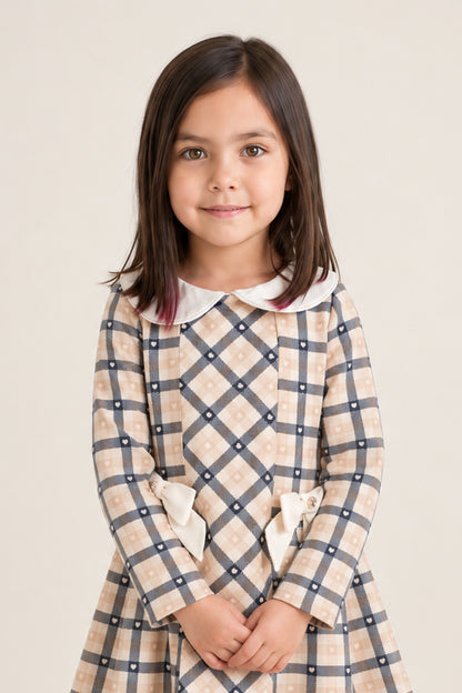 Baby Girls Multicolour Faux Fur Peter Pan Collar Dress
