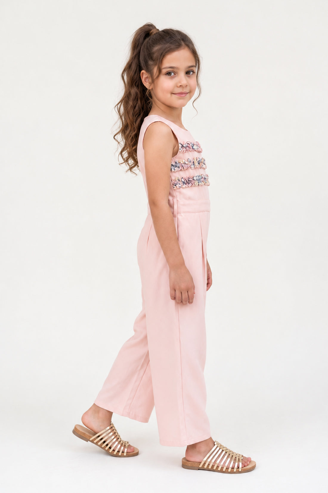 Pink Banana Crepe Half Sleeve Jumpsuit
