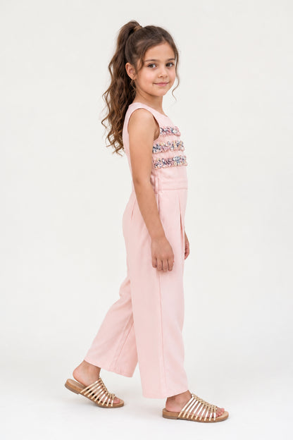 Pink Banana Crepe Half Sleeve Jumpsuit