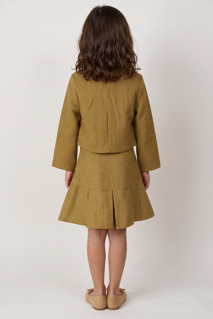 Girls Brown Boucle Zip-Up Skirt