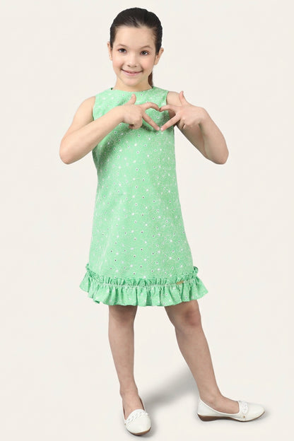 Girls Green Frills Dress