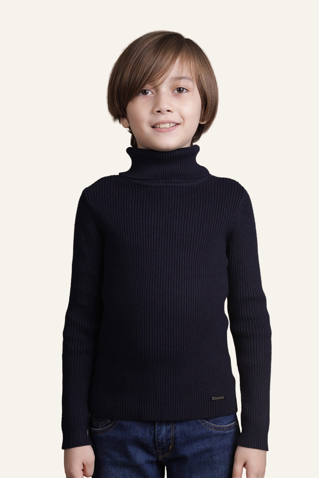 Boys Navy Blue Solid Jumper