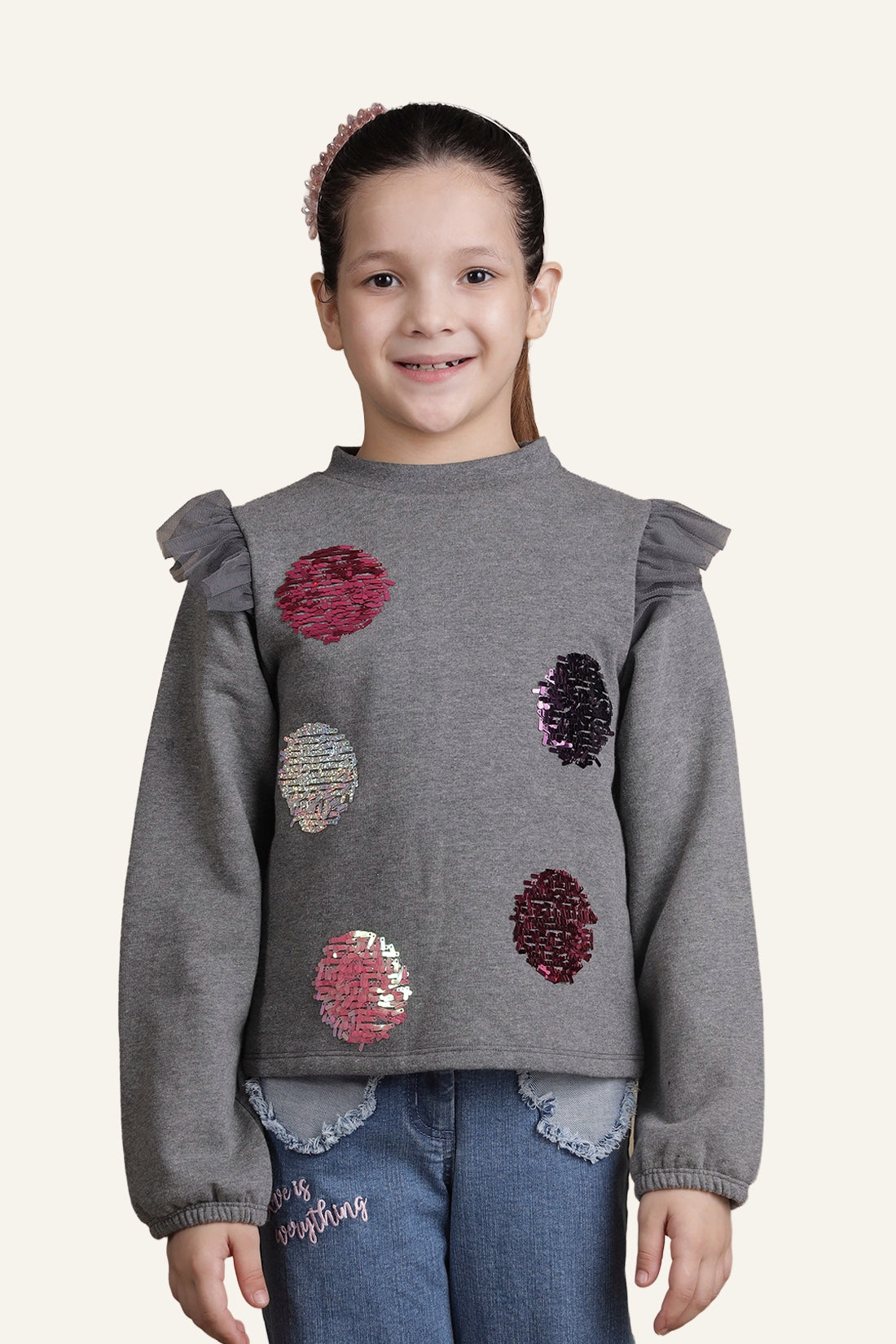 Girls Grey Pullover Top