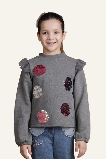 Girls Grey Pullover Top