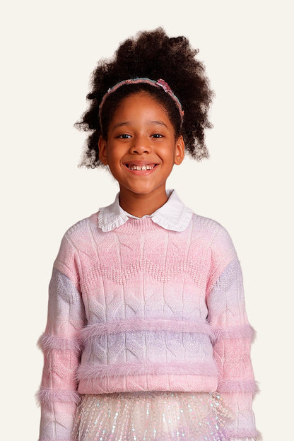 Girls Pink Solid Sweater