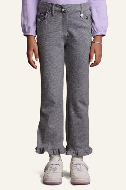 Girls Grey Frilled Trouser