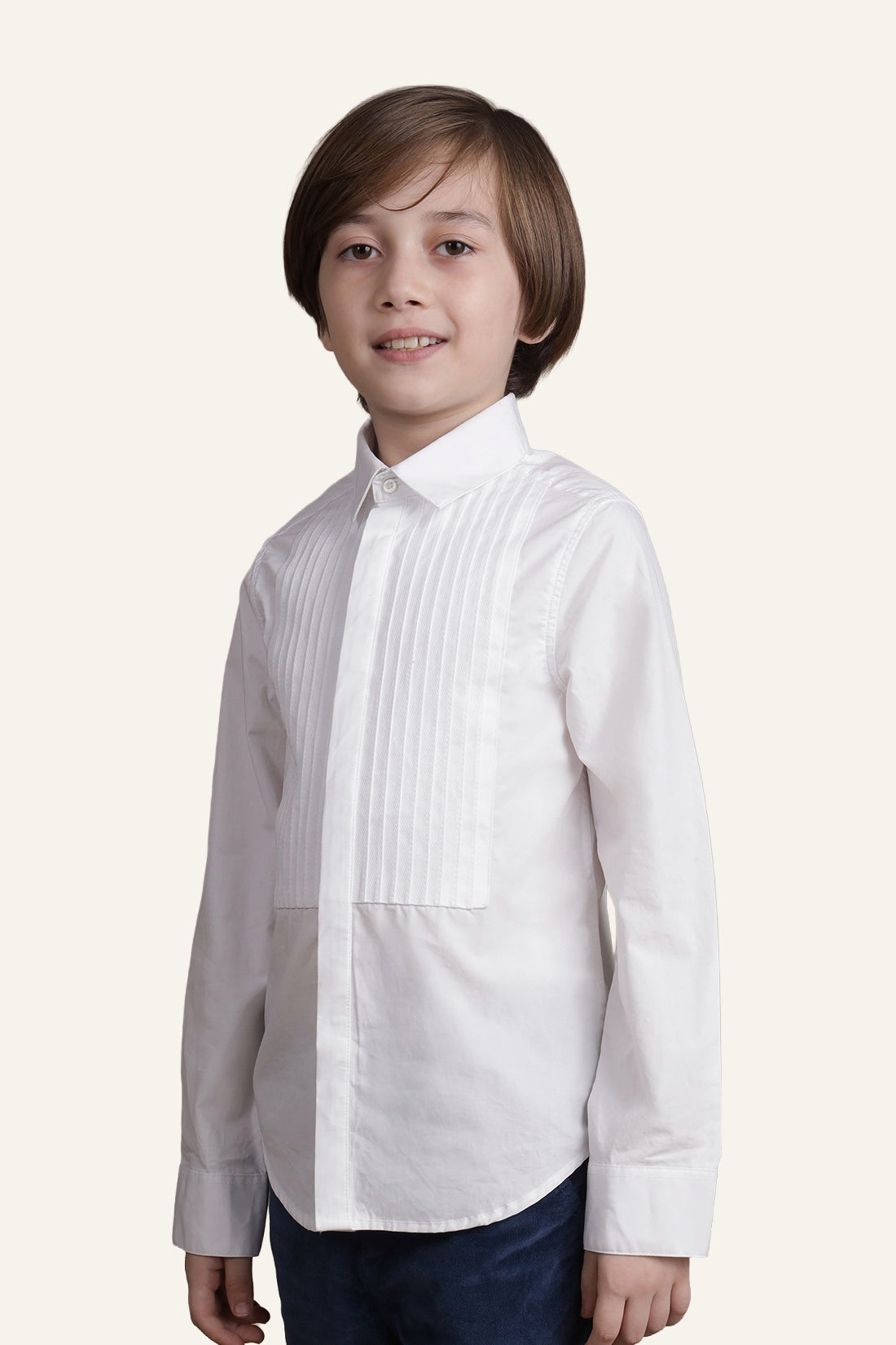Boys White Full Sleeves Shirt