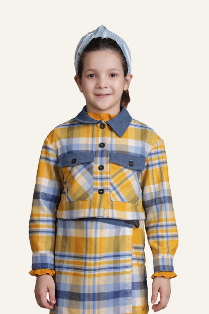 Girls Multicolor Checks Jacket