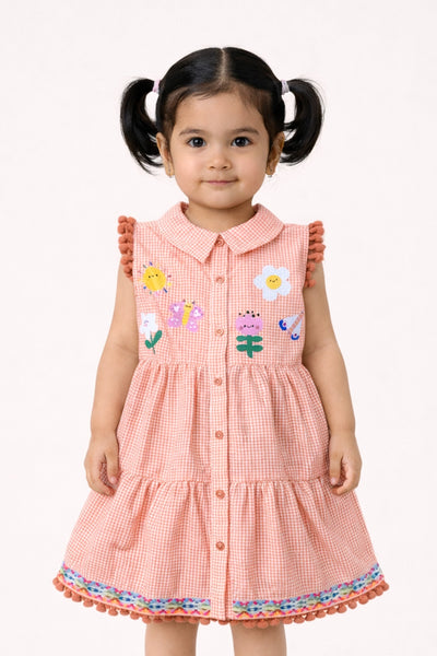 Baby Girls Multi Checked Cotton Dress