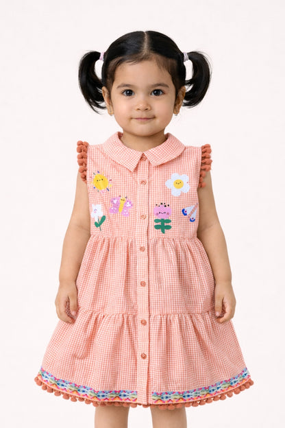 Baby Girls Multi Checked Cotton Dress