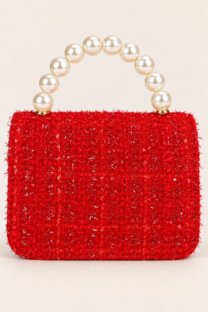 Girls Red Boucle Embellished Hand Bag