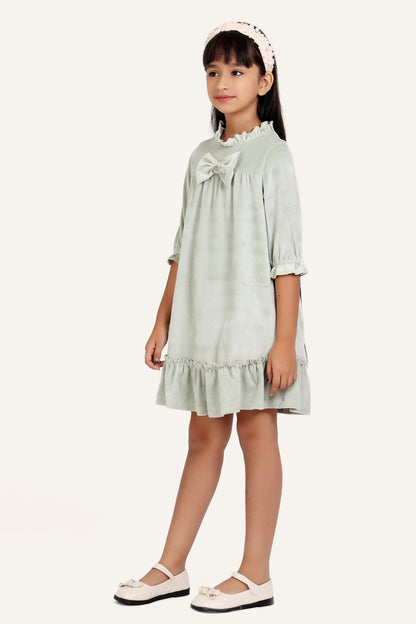 Girls Mint Solid Dress