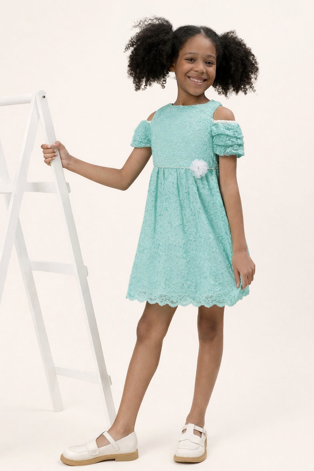 Girls Mint Lace Dress