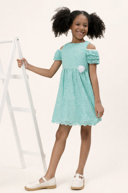 Girls Mint Lace Dress