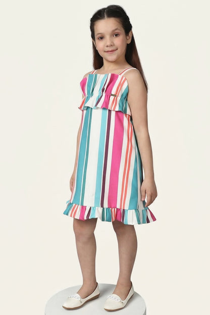 Girls Multicolored Striped Dress