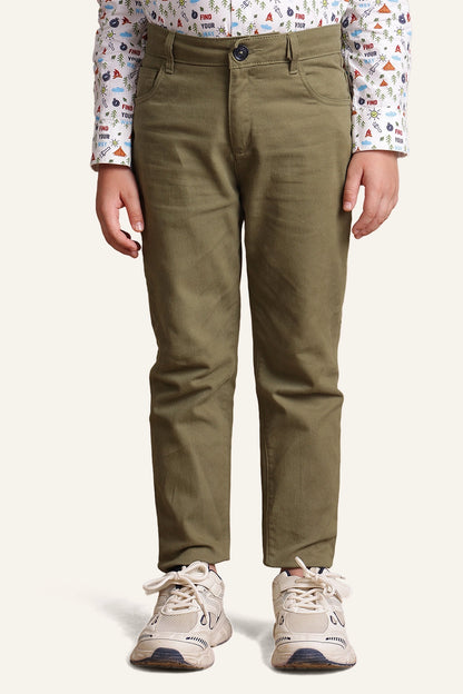 Boys Olive Regular Fit Trouser