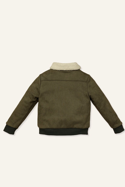 Boys Green Solid Jacket