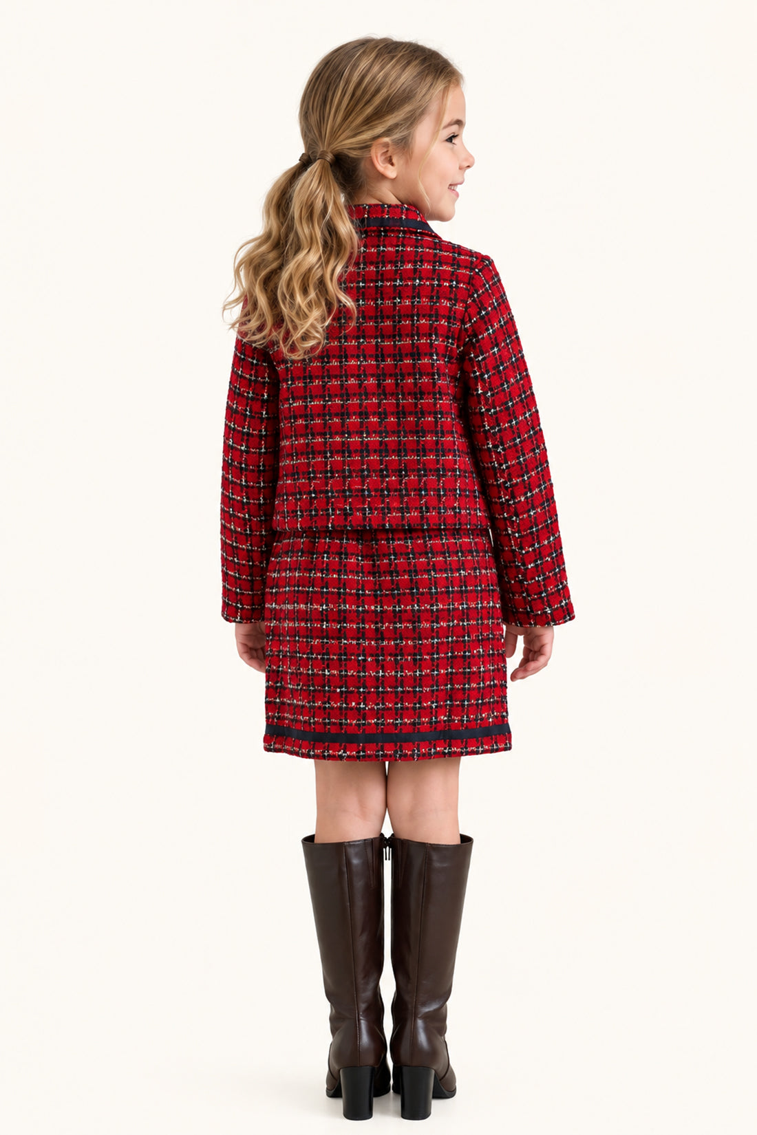 Burgundy Boucle Shirt Collar Jacket
