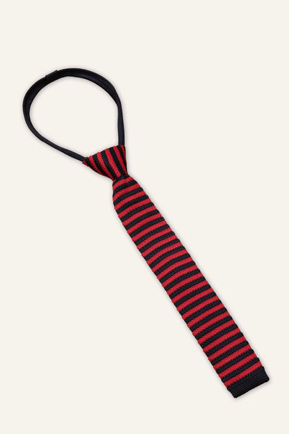 Boys Red Woven Stripes Tie