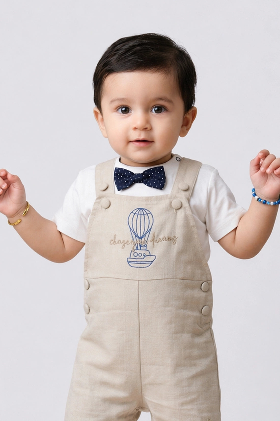 Baby Boys Beige Shirt Collar Clothing Set