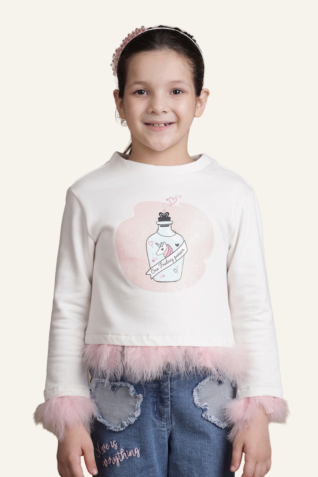 Girls Off White Top – Casual Wear