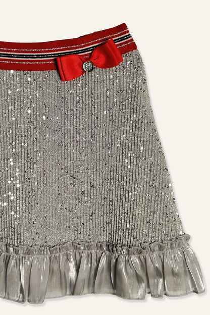 Girls Silver Sequins Skirt