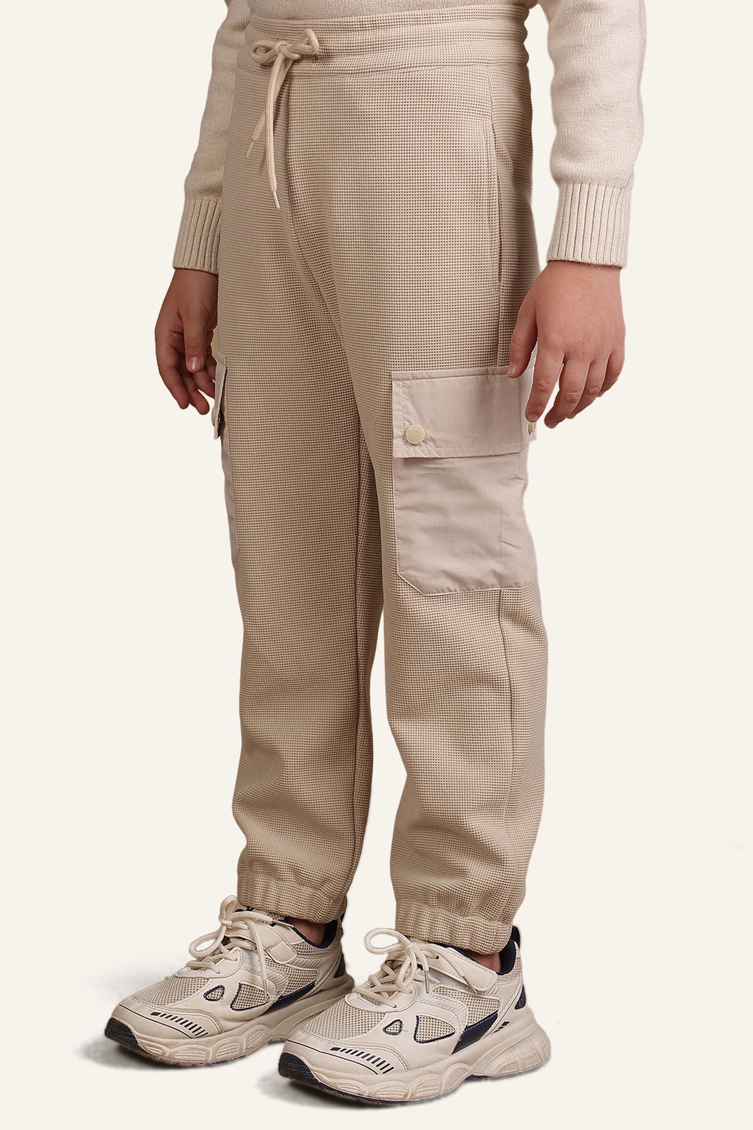 Boys Beige Knitted Track Pant