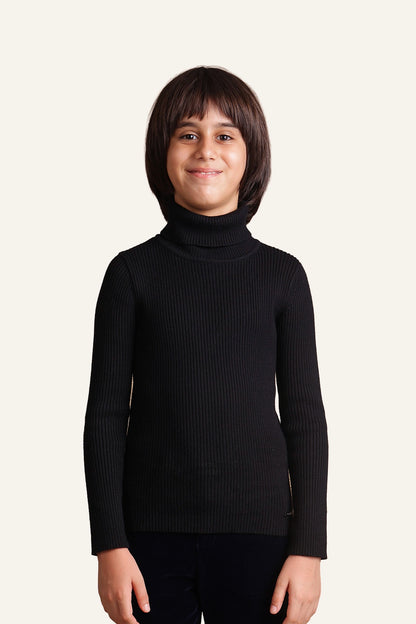 Boys Black Turtleneck Jumper